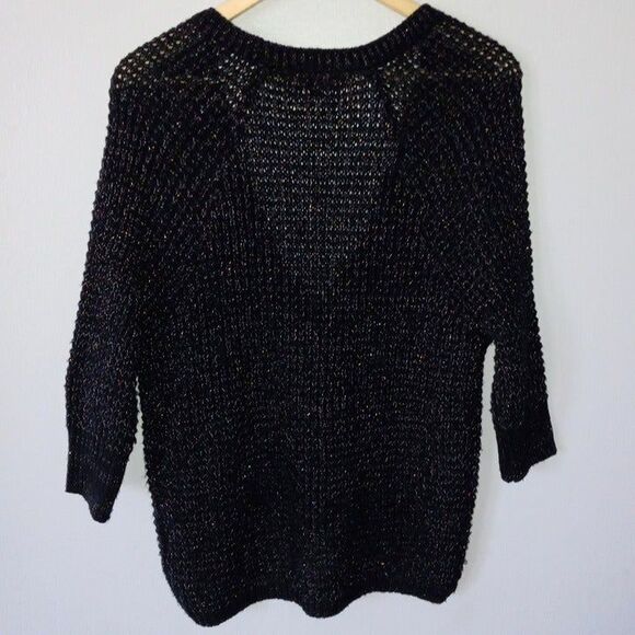 Takeout Open Knit Cardigan-Medium-Button Front-Rainbow Metallic Thread-Cozy - Picture 6 of 10